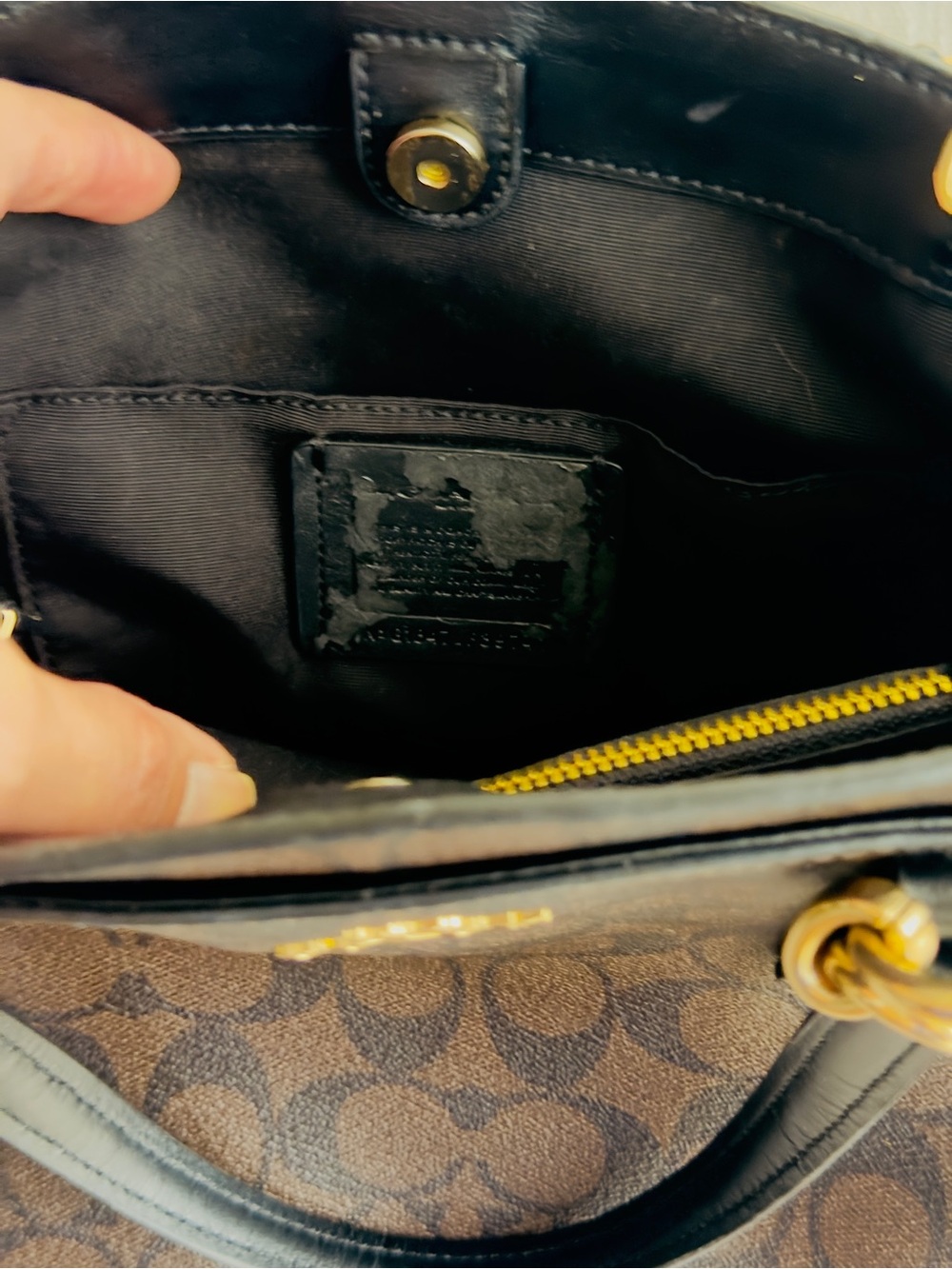 Coach Brown Signature Canvas Satchel with Black Leather Trim - Picture 16 of 16